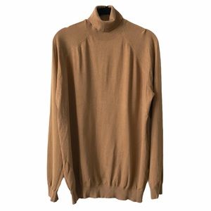 Zara Tan Turtle Neck Long Sleeve Top Large